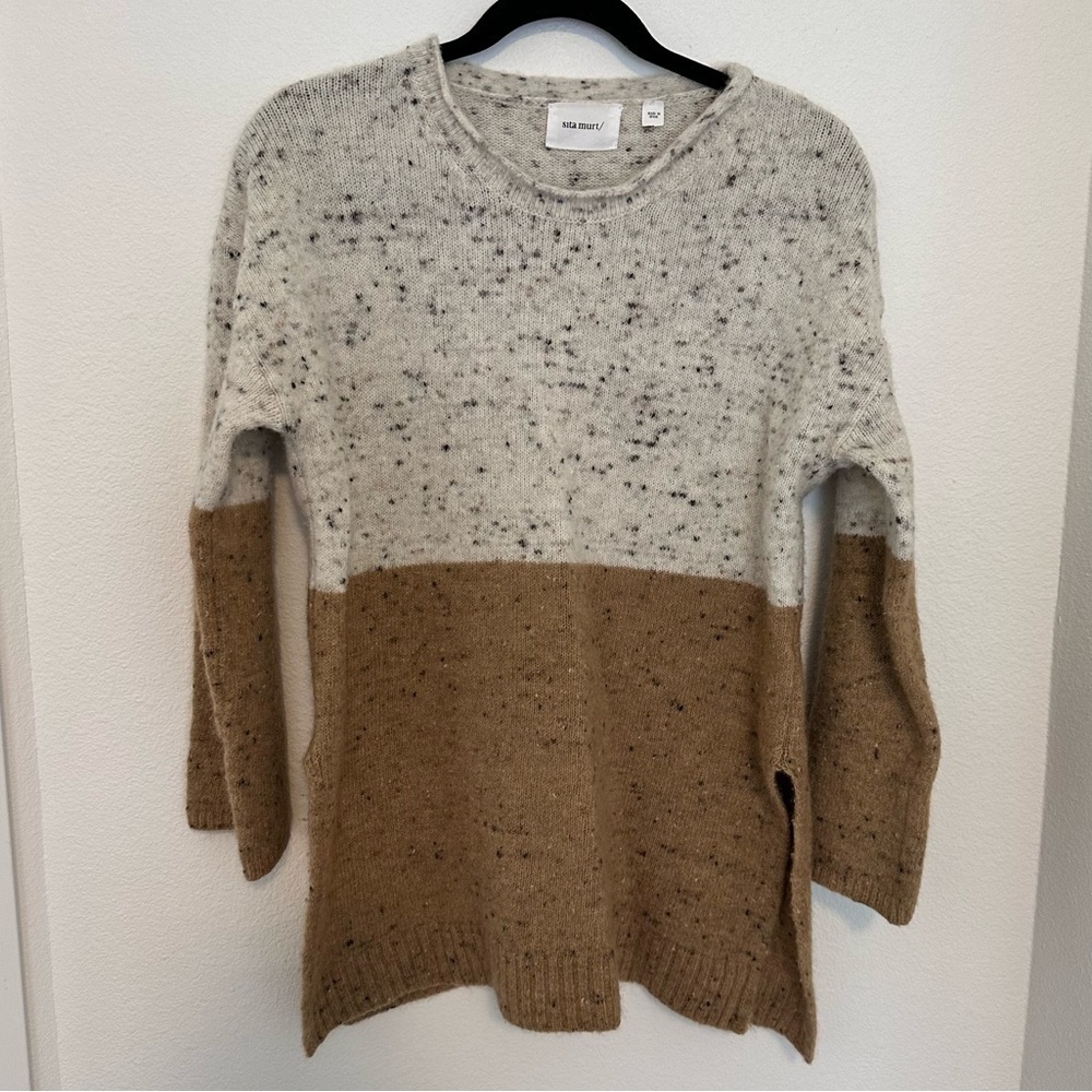 Sita Murt Wool Blend Speckled Sweater Pullover Colorblock Size 40, Medium Women